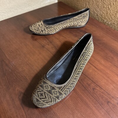 Donald J Pliner Slip On Flats Beaded I1HASIN Brown Women s size 8M