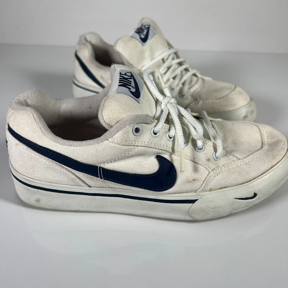 Винтажный Nike 305685-142 белый холст темно-синий логотип Swoosh туфли молодежи 5,5 - Изображение 4 из 4