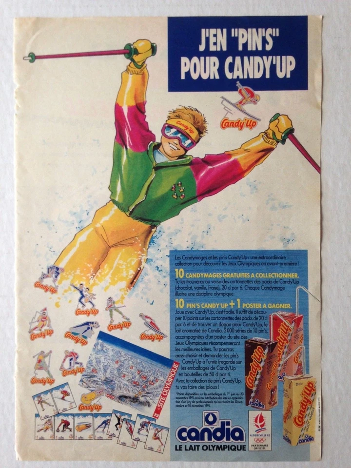 PUBLICITE ANNEES 90 CANDIA PARTENAIRE OFFICIEL JEUX OLYMPIQUES ALBERTVILLE 92 - Photo 1/1