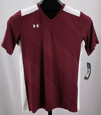 UNDER ARMOUR Womens Sz S Fixture Soccer Jersey 1247791 Maroon White NEW MSRP $35