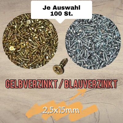 Spanplattenschrauben verzinkt (gelb/blau) 2,5x13/15 Senkkopf Holzschrauben LUX
