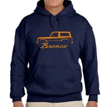 1966-77 Ford Bronco Truck Classic Navy Blue Hoodie Sweatshirt FREE SHIP