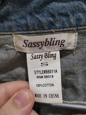 Sassy Bling Women's Blue Distressed Button-Up Denim Vest Size S | eBay