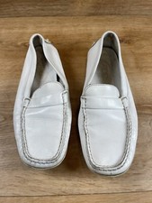 Authenticated TOD'S White Gominno Loafers Moccasin Car Shoes Women's US 8
