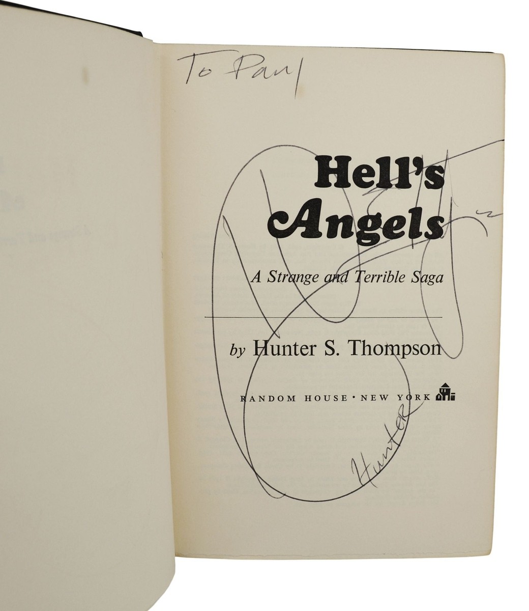 Hell's Angels ~ SIGNED by HUNTER S. THOMPSON ~ First Edition ~ 1st