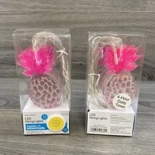 Pink Pineapples 9 ft LED String Lights Target Room Essentials Lot of 2