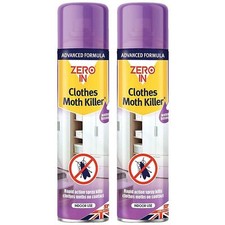 2 X Zero In Clothes Moth Killer 300ml Chemical-Free Treatment Repels