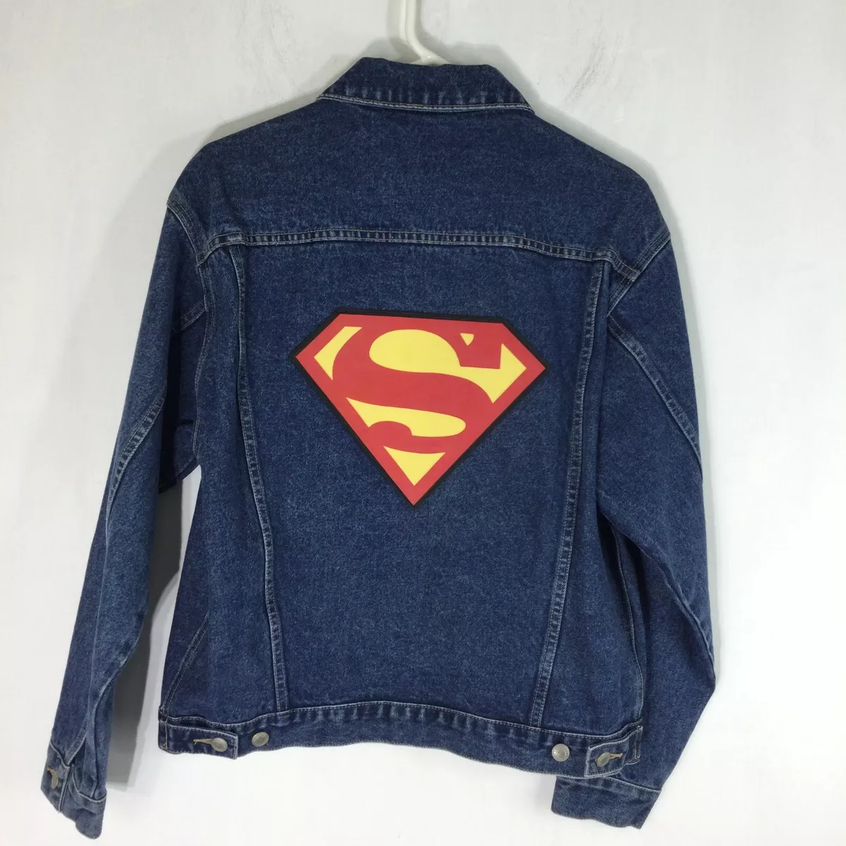 Vintage Warner Bros Studio Store Superman Denim Jean Jacket Hero Mens Size Small