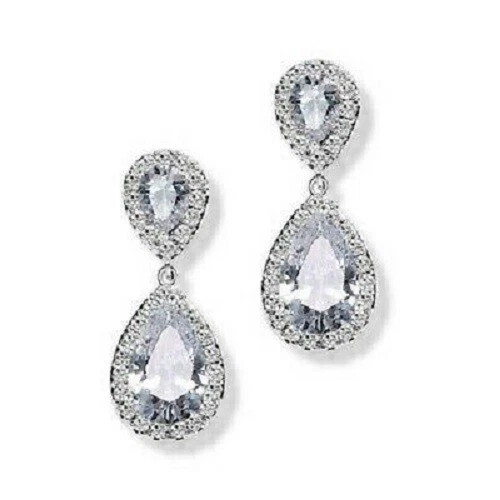 Boucles d'oreilles clous métal argenté pierre cristal & strass - Photo 1/1