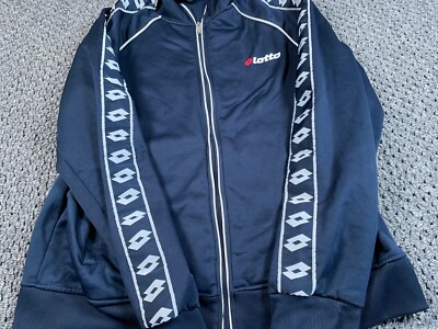 Lotto Zip Up Track Jacke Adult 2XL Dark Blue Taped Logo Lotto Zip Up Track Jacke Adult 2XL Dark Blue Taped Logo