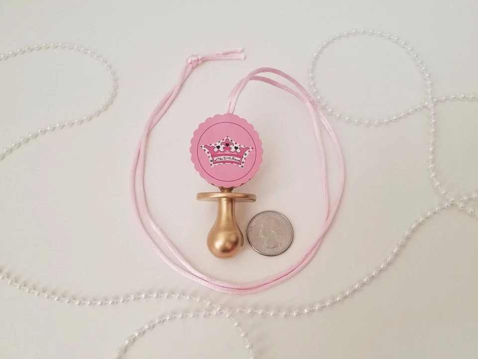 12 Princess Pacifier Necklace Baby Shower Favor Prize Game Its a Girl Decoration - Image 4 of 4