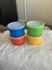 Tupperware Snack Cups Bowls W/Lids 4oz. Primary Colors School Lunch Travel
