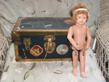 ORIGINAL SCHOENHUT WALKABLE DOLL ALL WOOD 11 inch Doll PATENTS U.S.A. Antique