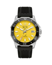 Bulova Marine Star Yellow Dial Precisionist Watch with Rubber Strap Model 96B431