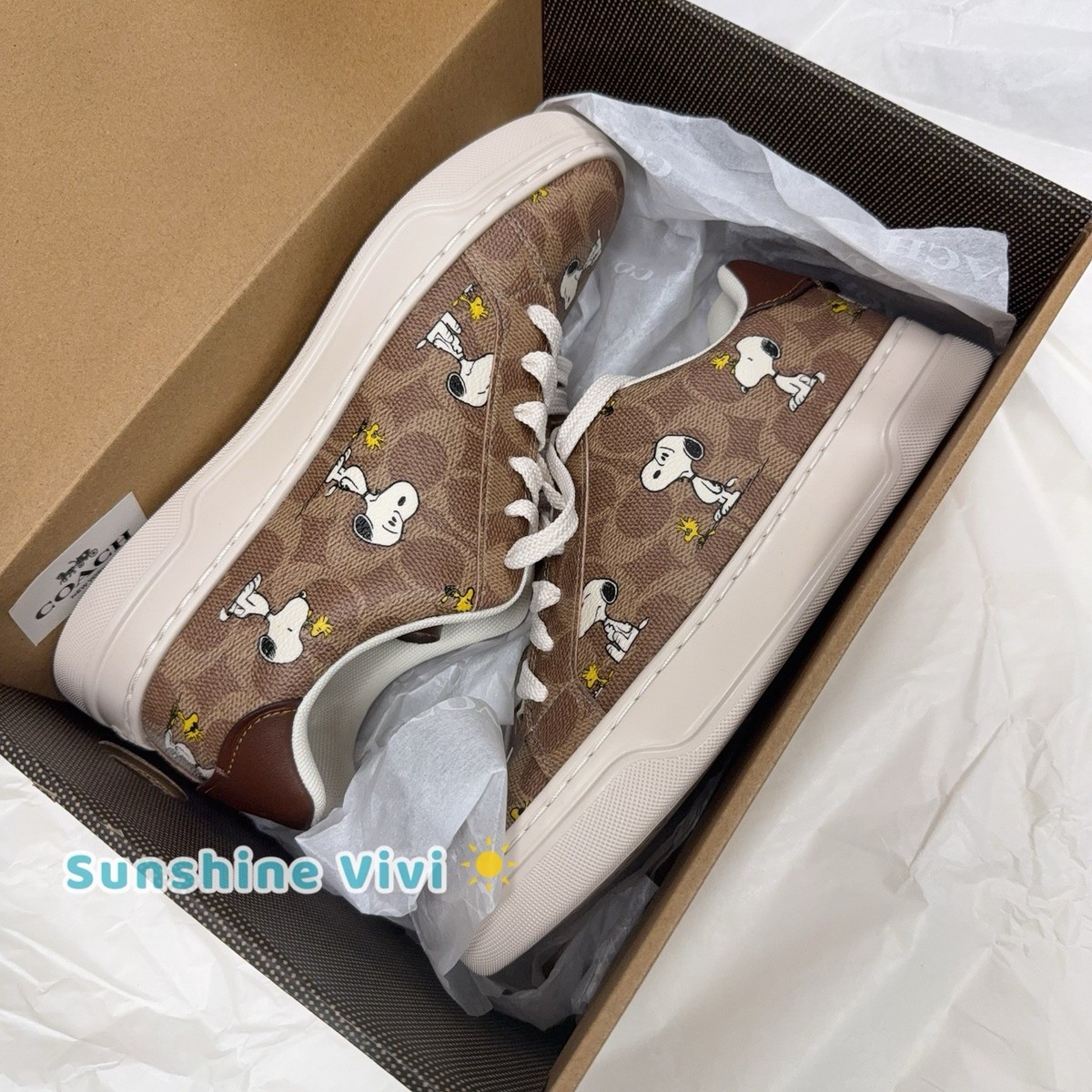 NEW Limited Coach X Peanuts Woman CBZ77 Sneaker Signature Canvas
