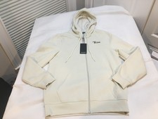 NWT 124.00 True Religion Mens USA Horseshoe Fleece FZ Hoodie White Sz MEDIUM