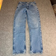 Vintage Carhartt B21 DST Flannel Lined Jeans Mens 33x36 Made in USA Blue Denim
