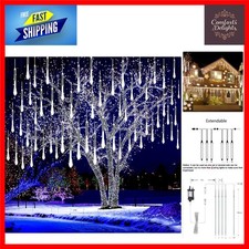 Enchanting White LED Meteor Shower Lights - Perfect for Christmas & Weddings