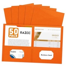 Two Pocket Folders, 50 Pack 2 Pocket Folders Fit Letter Size Paper, Orange