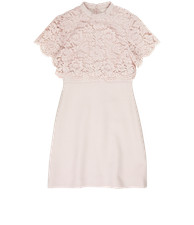 Valentino Lace Bodice Dress Womens 8 Pink Wool
