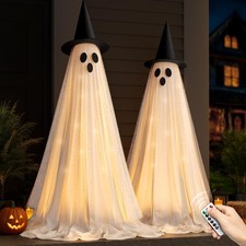 2 Packs 5.5 FT Light Up Ghosts Halloween Decorations Outdoor, Halloween Party De
