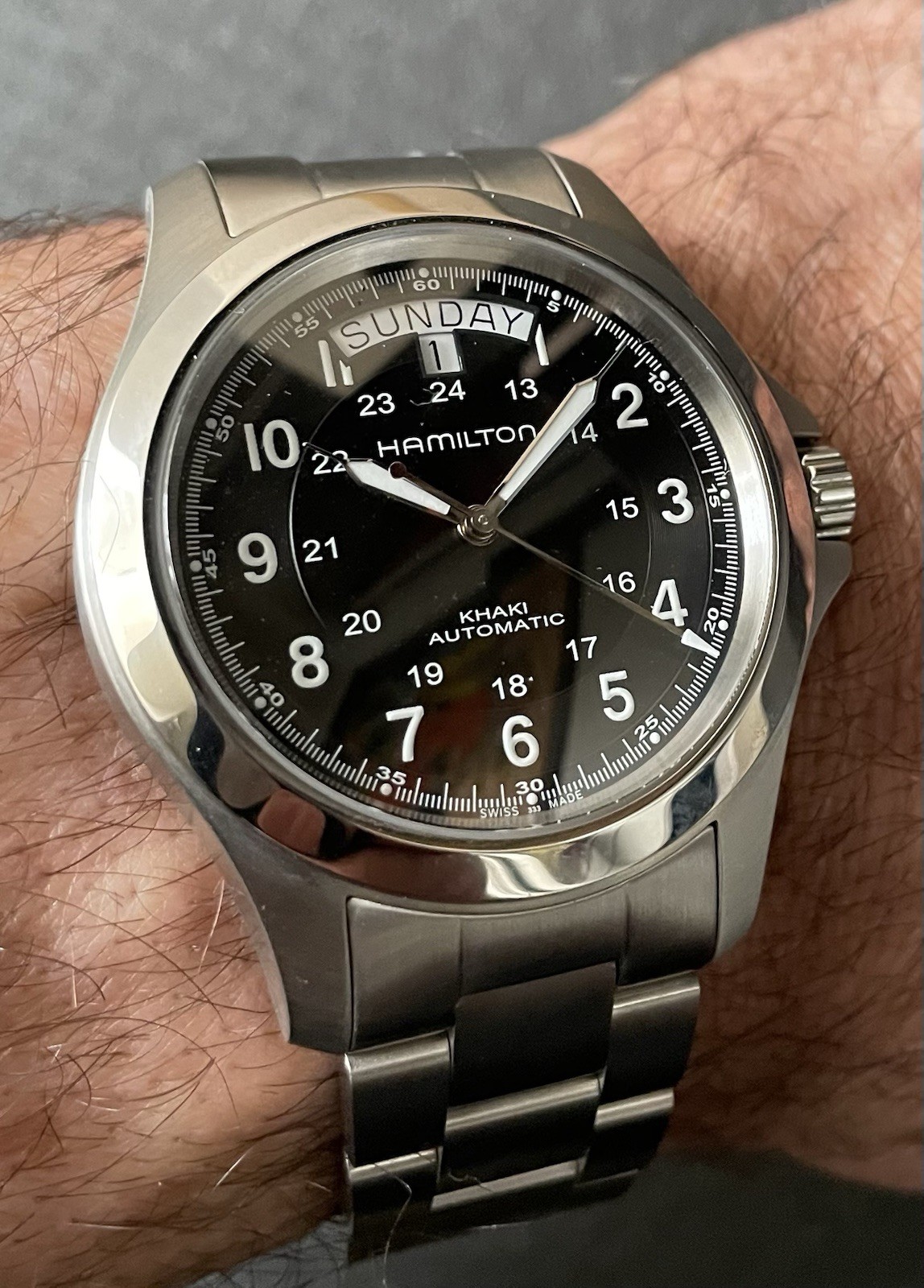 Hamilton Khaki King H644550 40mm Black Dial Automatic SS Bracelet Watch