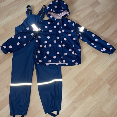 Regenanzug Gr.122/128 Regenjacke Alive Regenhose Lupilu Blau Rosa TOP 7-8 Jahre