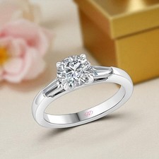 Diamond Platinum Ring Round For Women Lab Grown 1.48 Carat IGI Certified PT950