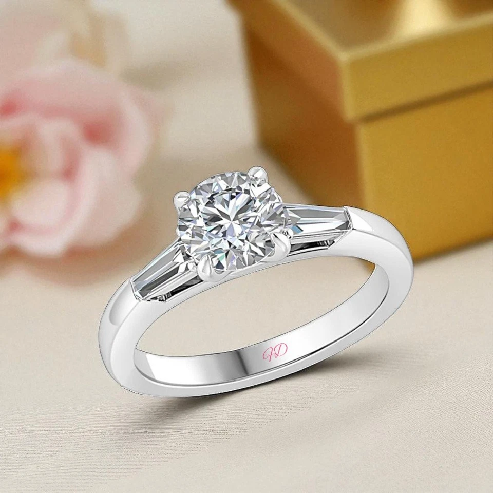 Diamond Ring For Women Platinum Lab Grown Round 1.48 Carat IGI Certified PT950 - Image 3 of 4