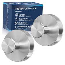 Suction Cup Hooks for Shower,2Pcs Shower Hooks for Inside Shower,No  2pc Silver