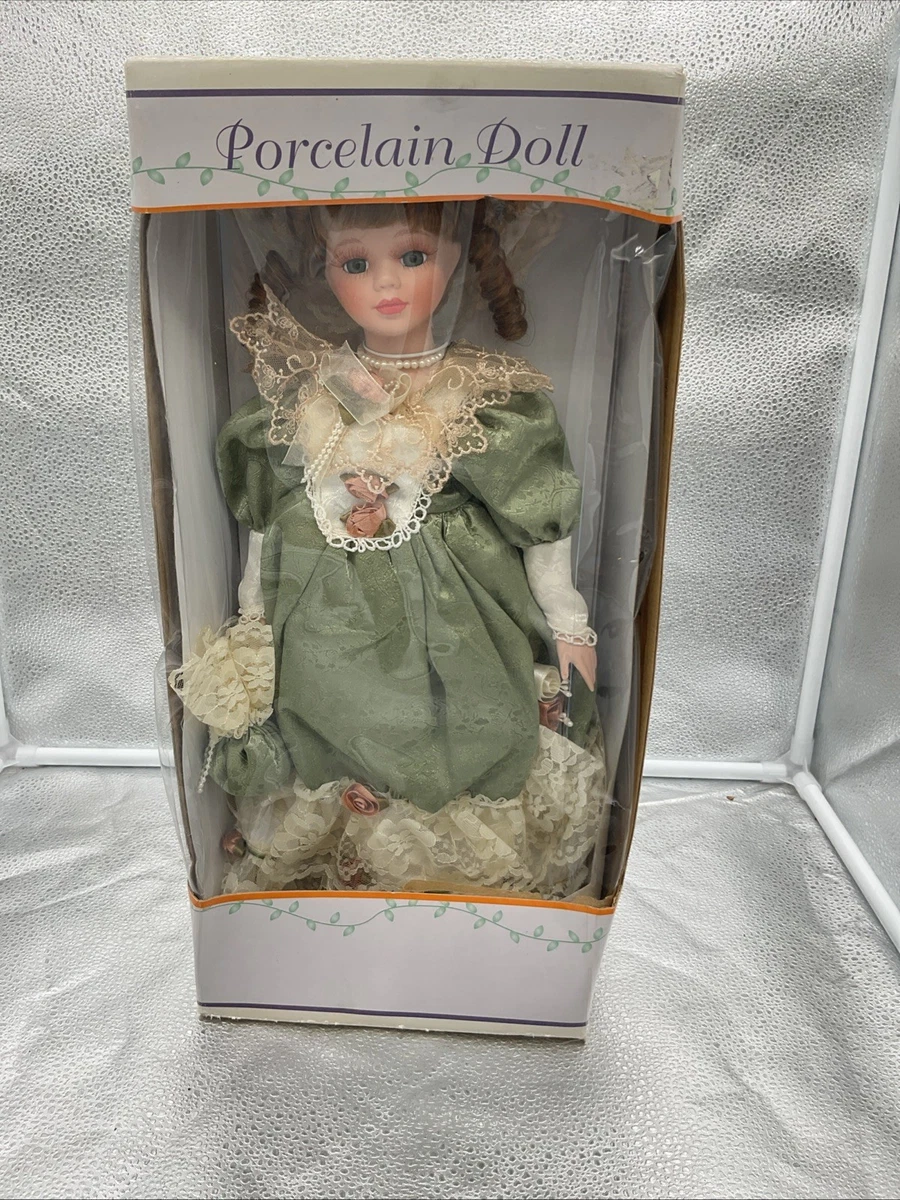 porcelain doll green dress Anne of Green Gables Handcrafted Porcelain Doll Green Case 2 Outfits B main image 0