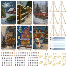 6 Pcs Winter Wonderland Paint by Numbers Kit for Adults 12x8 Inch Christmas T...