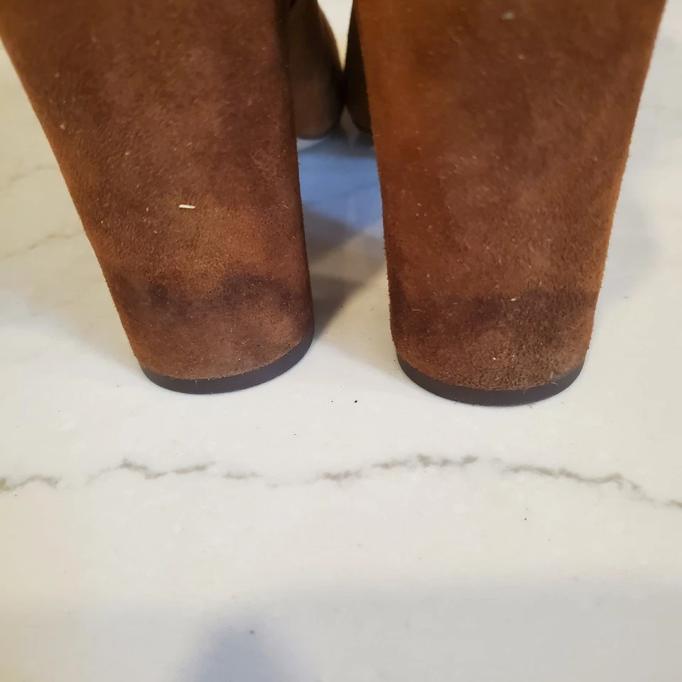 Botas Lauren Ralph Lauren Artizan 7.5 marrom camurça desleixada clássica preppy chique - Imagem 4 de 4