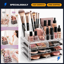 Acrylic Makeup Organizer for Vanity - Clear Cosmetic Display Case with Drawers,