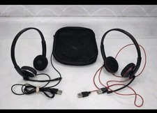 2 Plantronics Blackwire 3220 USB Headset Wired Stereo Noise-Canceling Black Red
