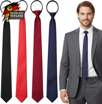 Krawatten Set 4 Stück Schwarz Rot Dunkelblau Damen Herren Business & Anlässe