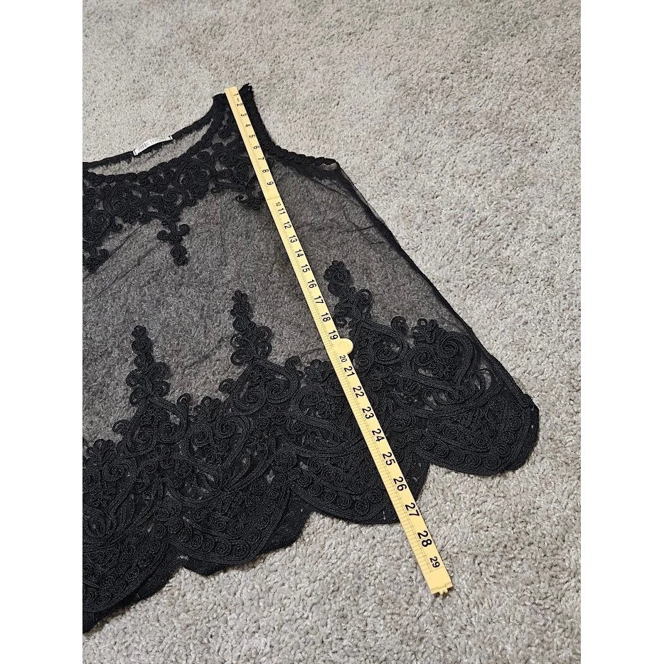 Blusa Impressions Mujer Pequeña Mediana Negra Caprichosa Romántica Encaje Transparente Top Foto 4 de 4