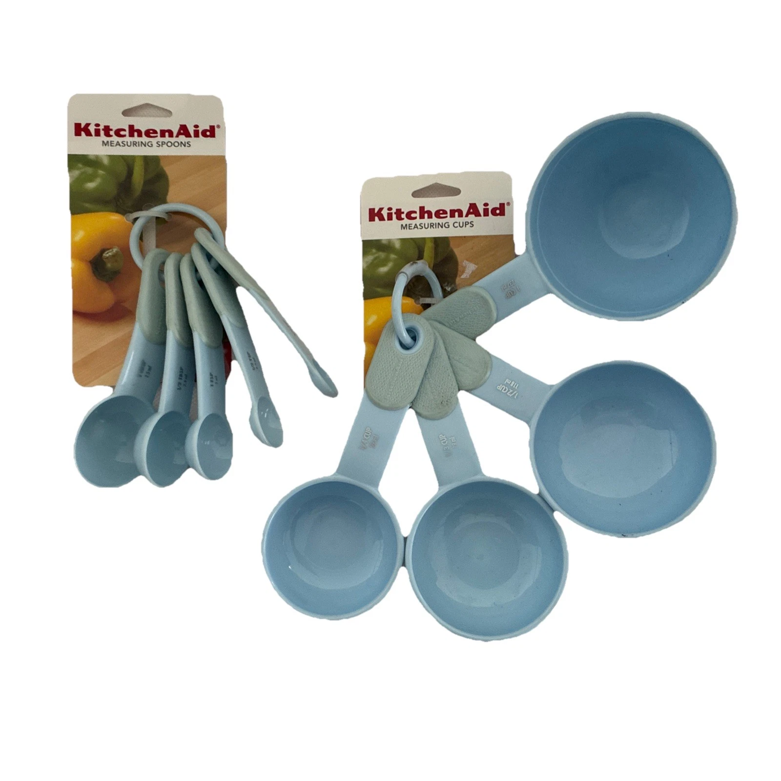 New KitchenAid Vintage Misty Blue 9 Measuring Cups Spoons HBMA