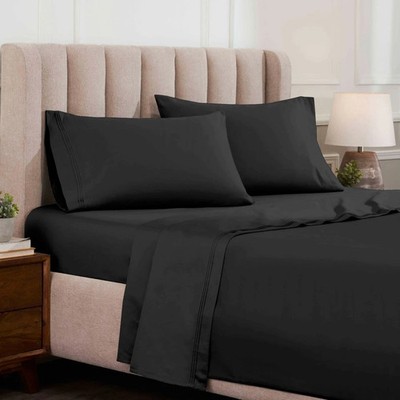 Egyptian Cotton Deep Pocket Solid Luxury 1500 Thread Count 4 Piece Bed Sheet Set