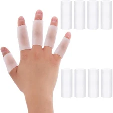 8PCS Silicone Finger Cots Gel, Sleeve Protectors 8PCS, White 