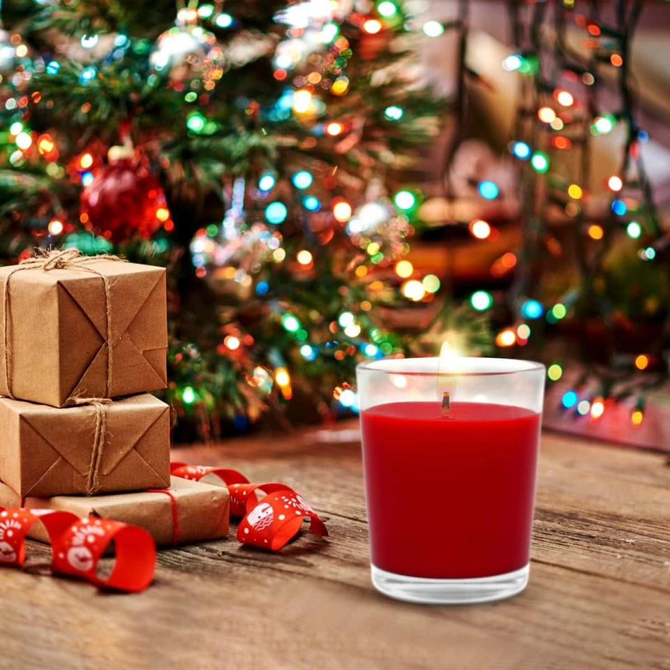 Velas votivas borgoña rojas sin perfume, paquete de 4, cera de soja de 2 pulgadas, quemadura de 12-15 horas Foto 3 de 4