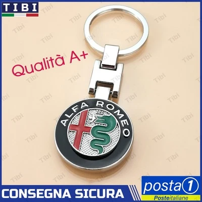 PORTA CHIAVI PORTACHIAVI ALFA ROMEO METALLO NERO METALLO KEYCHAIN LOGO STEMMA CIONDOLO