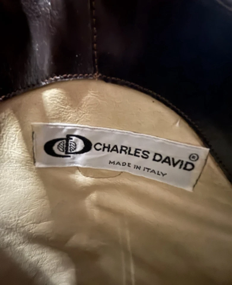 Botas vaqueras occidentales de cuero marrón Charles David para mujer talla 9,5 Foto 2 de 4