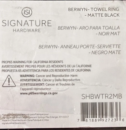 Signature Hardware SHBWTR2MB 953659 Berwyn 10" Towel Ring In Matte Black - Picture 3 of 4
