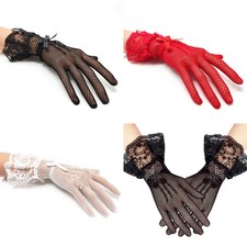 Women Sexy Lace Cuff Fishnet Mesh Wrist Gloves Party Wedding Lingerie Gothic