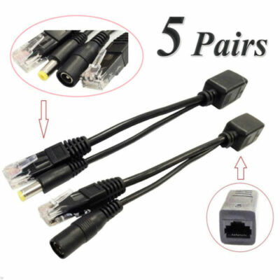 10PCS Power Over Ethernet Passive PoE Adapter Injector  Splitter Kit PoE Cable