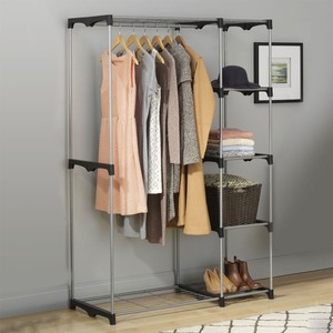 Free Standing Portable 5 Shelves Closet Storage Organizer Wardrobe