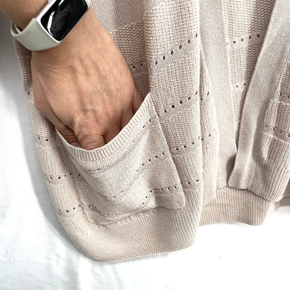 Per Una Women's Size L Putty Nude Colored Long Sleeved Cardigan Marks & Spencer - Image 3 of 4