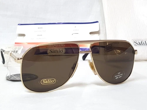 VTG 90s SAFILO SPORTING 7527 SUNGLASSES AVIATOR ITALY PILOT METAL GOLD GLASSES