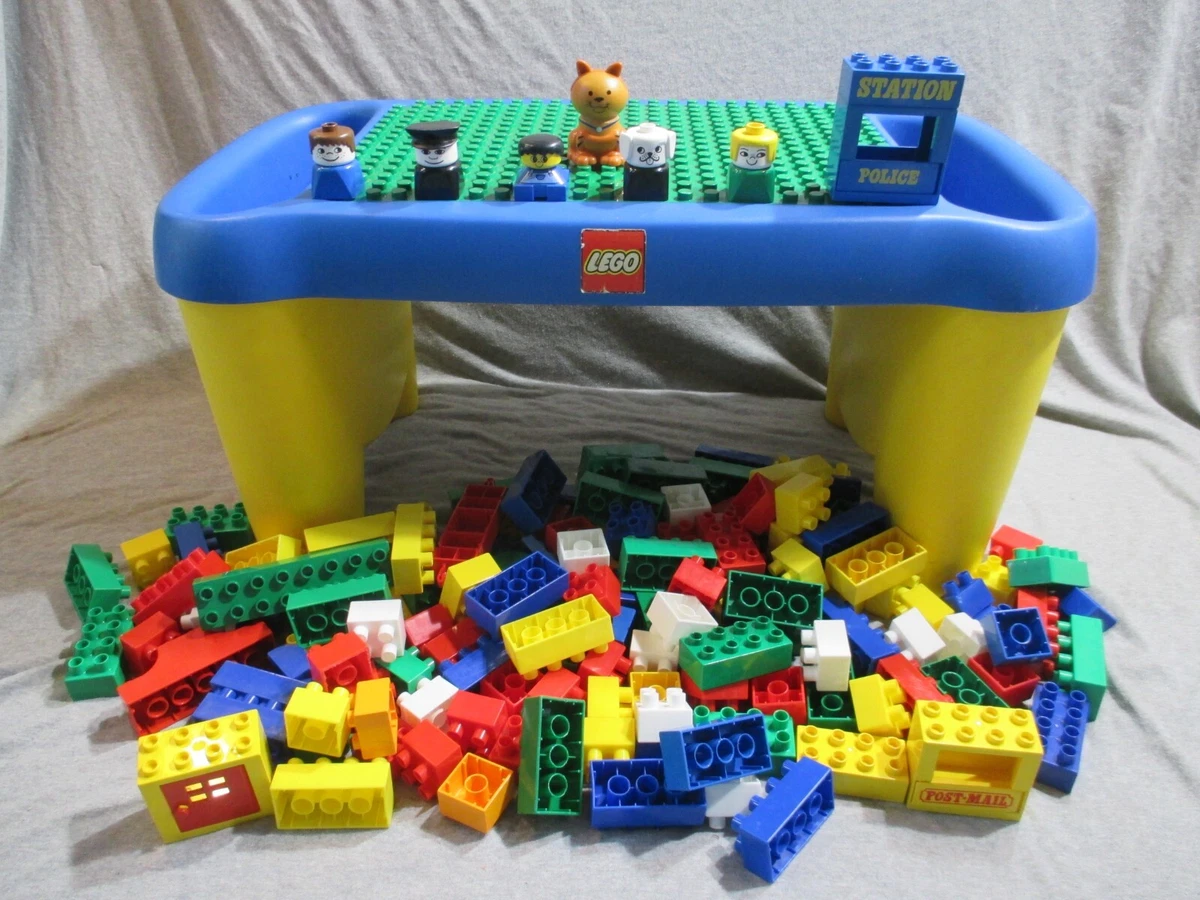 LOT Lego Duplo Building Block Table With Storage + 160 Mega Bloks Bricks